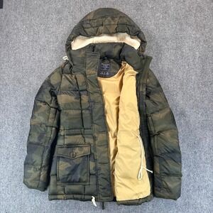 Abercrombie Fitch Sherpa Hooded‎ Puffer Down Jacket Camouflage Lined Women's XS